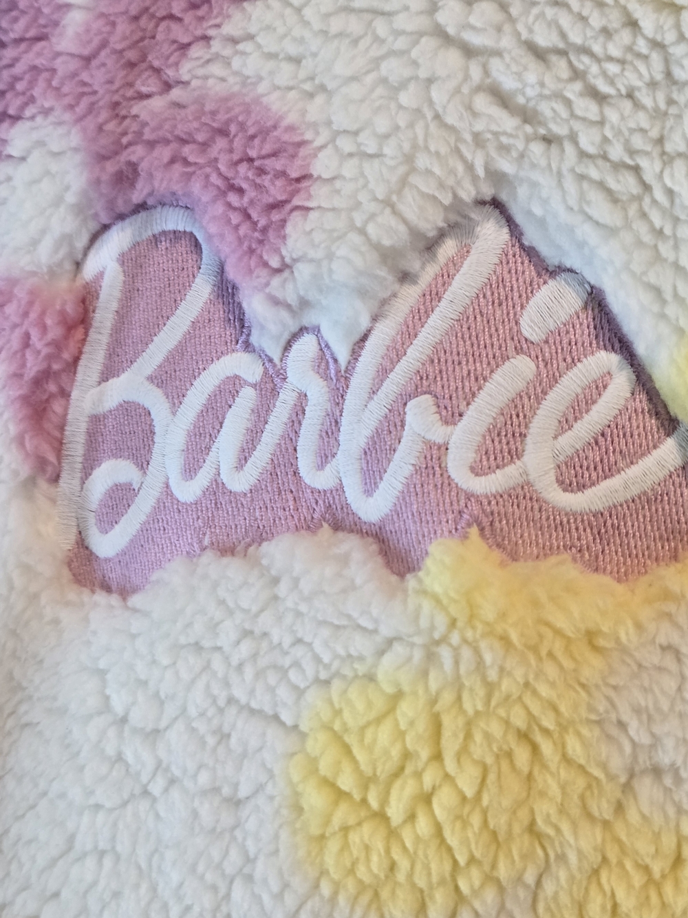 🌸NWT🌷Barbie Floral Plush Hoodie - Cream with Pink, Yellow & Orange Flowers - Picture 4 of 10